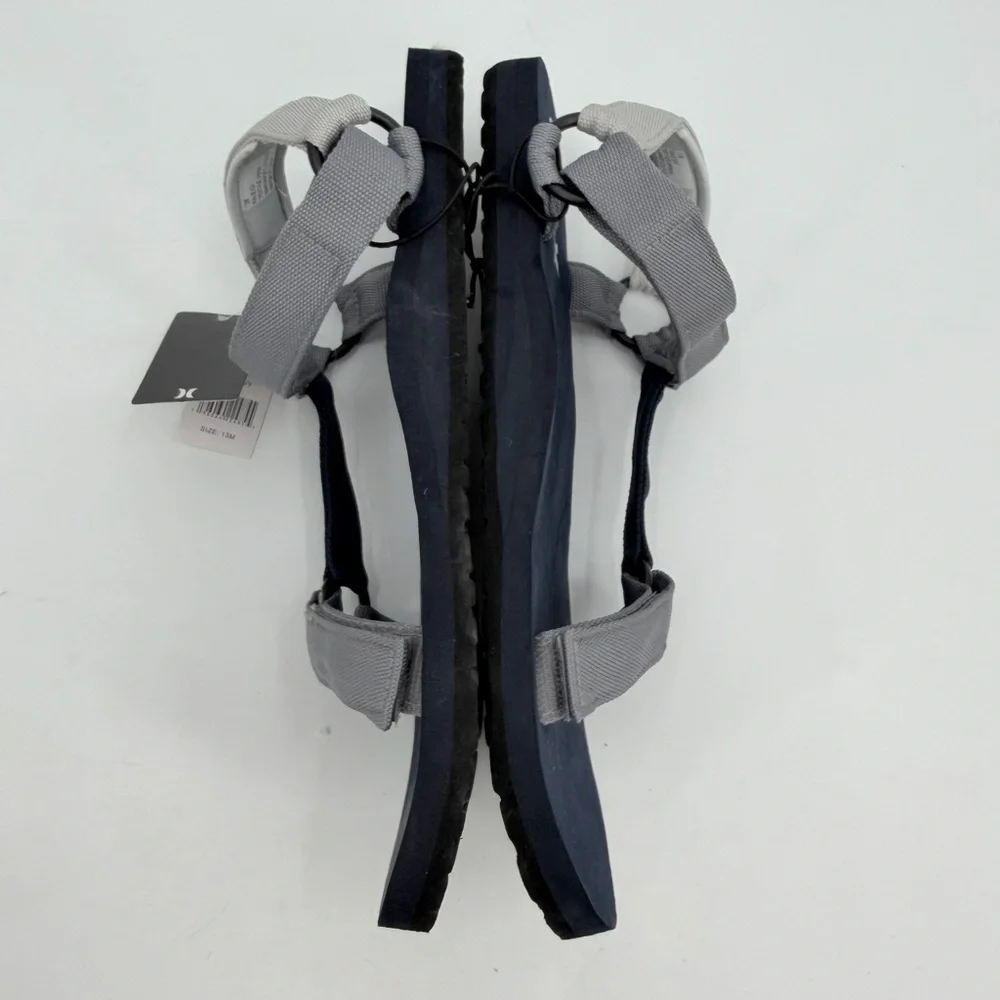HURLEY Sandals Mens 13M RALEIGH Navy Blue Gray Adjustable Strap Lightweight READ